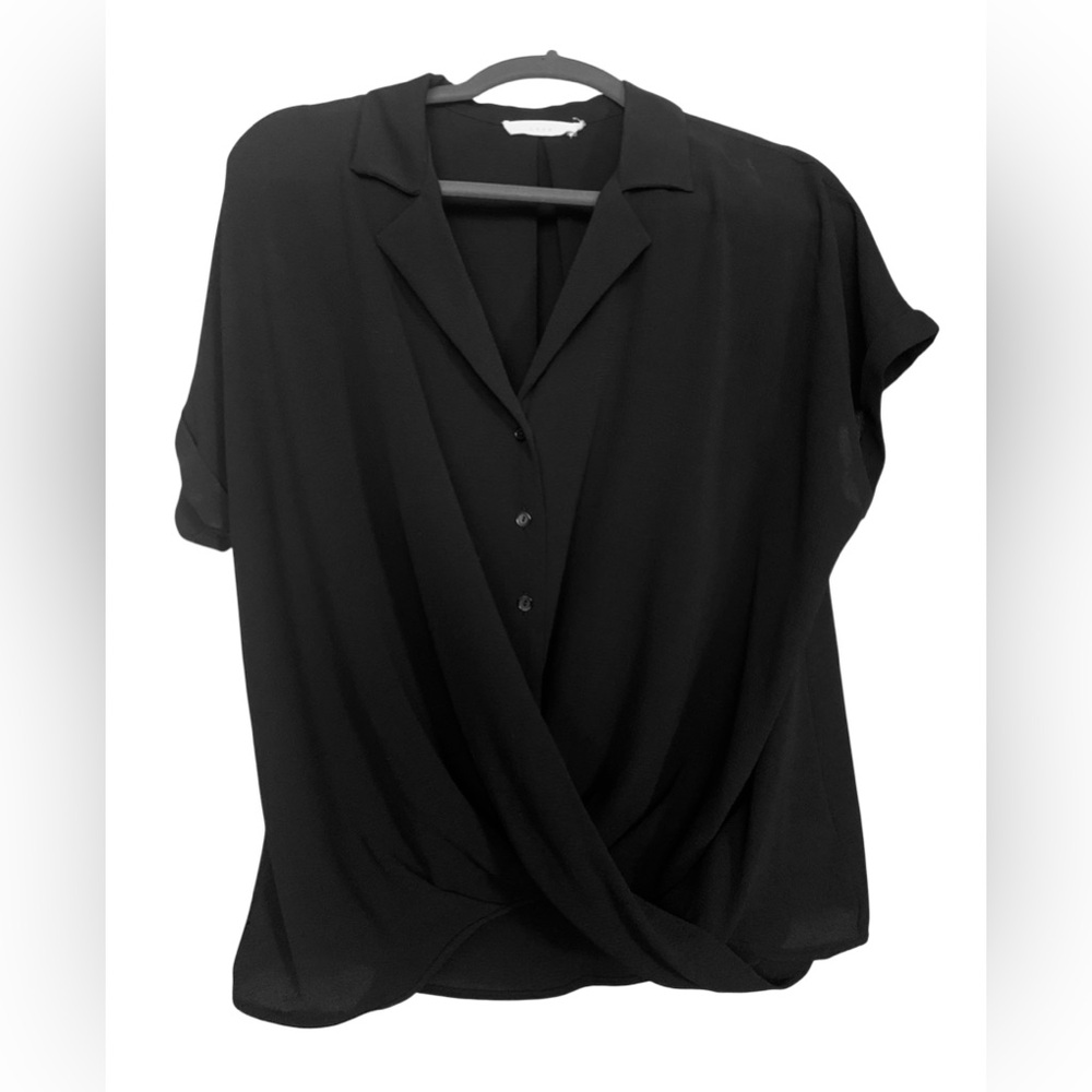 Lush Black Draped Blouse
